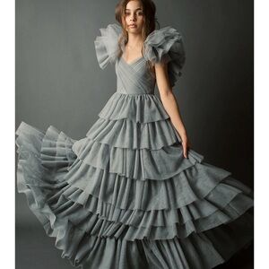 Joyfolie Briony Impact Gray Ruffled Dress